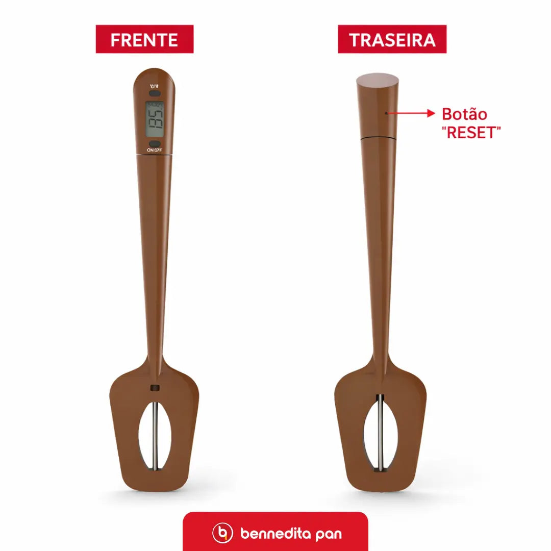 Thermo Espátula BPAN - Vista frontal e traseira com botão de reset